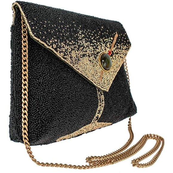 Elegant Olive-Inspired Beaded Clutch - Martini Glass Motif Evening Bag - Picture 3 of 6